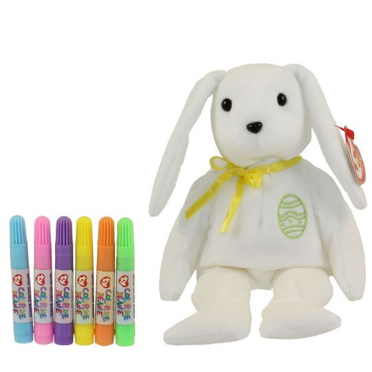 Ty Beanie Baby – Color Me Bunny W/ Markers (Yellow Ribbon & Green Egg) (7.5 Inch)