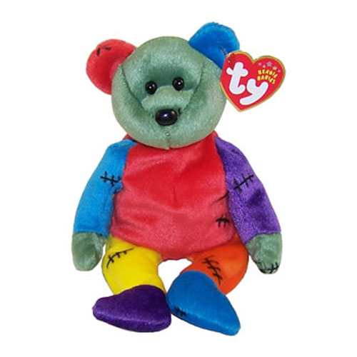Ty Beanie Baby - Frankenteddy Bear with Purple & Blue Feet