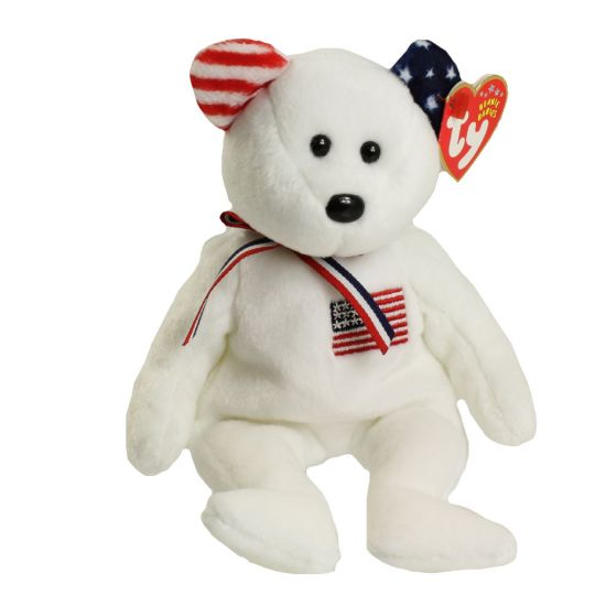 Ty Beanie Baby – America the Bear (White Version – Internet Exclusive) *Ears Reversed* (8.5 inch)