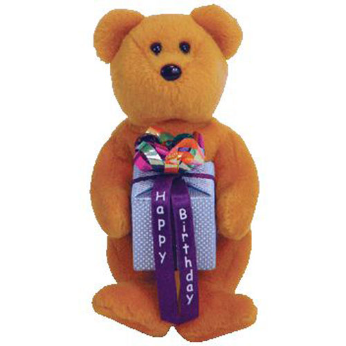 Ty Beanie Baby Mini – Happy Birthday The Bear ( Brown – W/ Present ) (5.5 Inch)