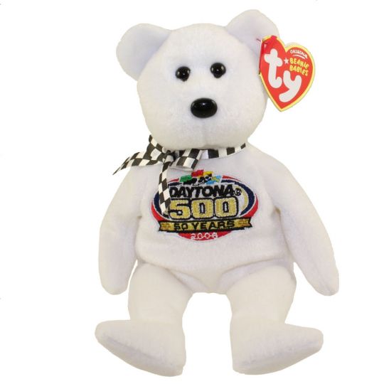 Ty Beanie Baby – Racing Gold The Nascar Bear ( White Version ) (8.5 Inch)