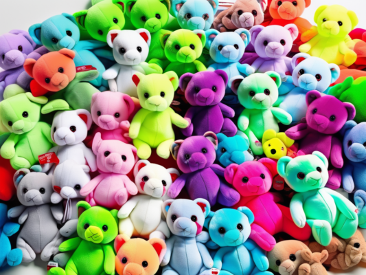 A pile of various ty beanie babies in different colors and animal shapes