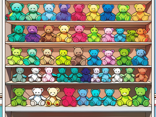 A colorful assortment of ty beanie babies displayed on a shop shelf