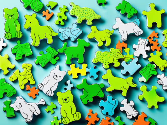 A variety of vibrant ty beanie baby toys scattered around a few engaging jigsaw puzzles