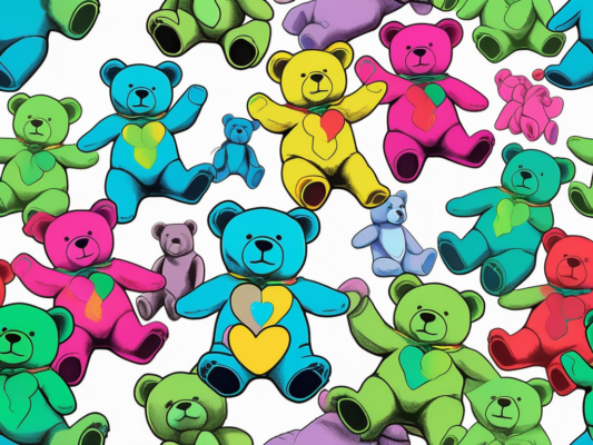A collection of colorful beanie baby signature bears in various poses